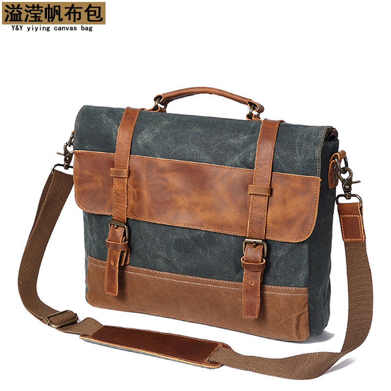Manufacturer Men's Canvas Shoulder Crossbody Bag Briefcase Laptop Bag Ready for Sale Amazon E-Commerce Supply