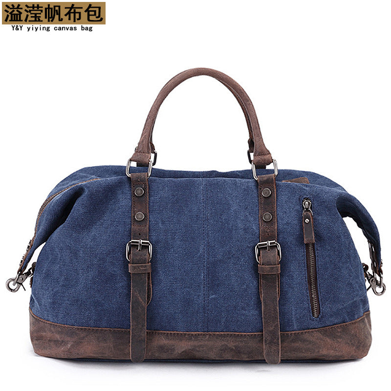 Amazon Popular Canvas Travel Bag Crazy Horse Leather Casual Travel Crossbody Bag Shoulder Bag Large Capacity Factory Direct Sale