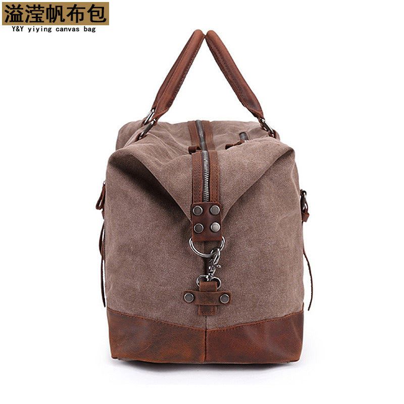 Amazon Popular Canvas Travel Bag Crazy Horse Leather Casual Travel Crossbody Bag Shoulder Bag Large Capacity Factory Direct Sale