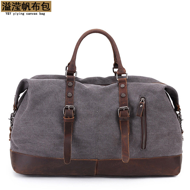 Amazon Popular Canvas Travel Bag Crazy Horse Leather Casual Travel Crossbody Bag Shoulder Bag Large Capacity Factory Direct Sale