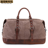 Amazon Popular Canvas Travel Bag Crazy Horse Leather Casual Travel Crossbody Bag Shoulder Bag Large Capacity Factory Direct Sale