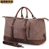 Amazon Popular Canvas Travel Bag Crazy Horse Leather Casual Travel Crossbody Bag Shoulder Bag Large Capacity Factory Direct Sale