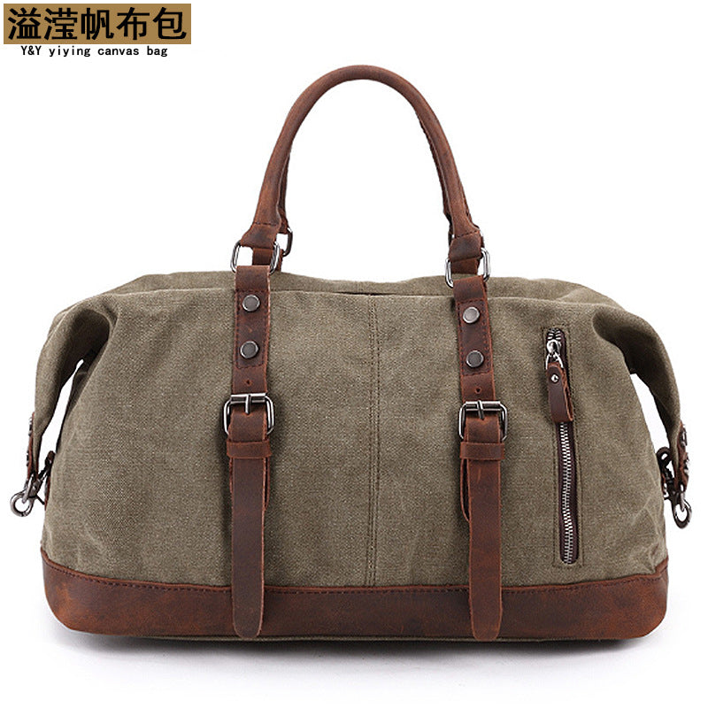 Amazon Popular Canvas Travel Bag Crazy Horse Leather Casual Travel Crossbody Bag Shoulder Bag Large Capacity Factory Direct Sale