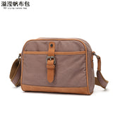 Casual Women's Shoulder Bag Waterproof Canvas Crossbody Bag with Top Leather Solid Color Storage Bag Overflow Factory Supply