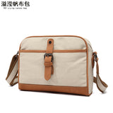 Casual Women's Shoulder Bag Waterproof Canvas Crossbody Bag with Top Leather Solid Color Storage Bag Overflow Factory Supply