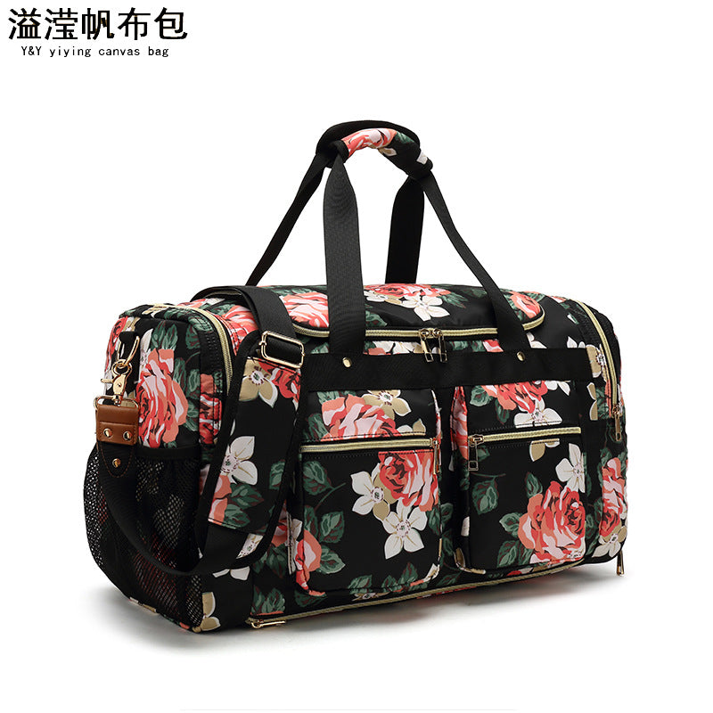 Waterproof Nylon Travel Bag Printed Single Shoulder Duffel Bag Large Capacity Canvas Storage Portable Travel Bag