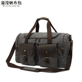 Travel Bag Men's Roof Luggage Bag Large Capacity Yoga Fitness Bag Long and Short Distance Travel Moving Canvas with Crazy Horse Leather