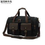 Travel Bag Men's Roof Luggage Bag Large Capacity Yoga Fitness Bag Long and Short Distance Travel Moving Canvas with Crazy Horse Leather