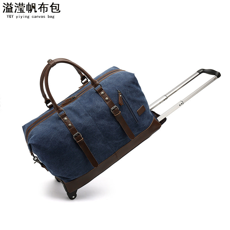 Trolley Travel Bag Men's Roof Luggage Bag Large Capacity Yoga Fitness Bag Long and Short Distance Travel Moving Canvas