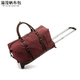Trolley Travel Bag Men's Roof Luggage Bag Large Capacity Yoga Fitness Bag Long and Short Distance Travel Moving Canvas