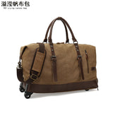 Trolley Travel Bag Men's Roof Luggage Bag Large Capacity Yoga Fitness Bag Long and Short Distance Travel Moving Canvas