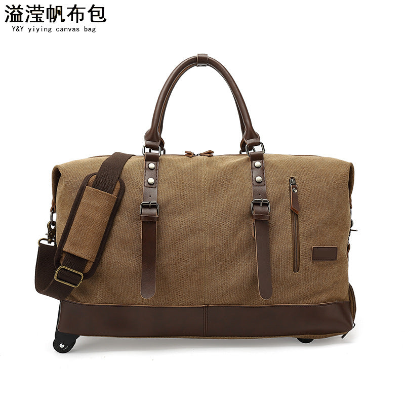 Trolley Travel Bag Men's Roof Luggage Bag Large Capacity Yoga Fitness Bag Long and Short Distance Travel Moving Canvas
