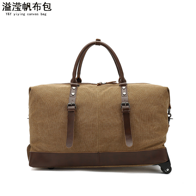 Trolley Travel Bag Men's Roof Luggage Bag Large Capacity Yoga Fitness Bag Long and Short Distance Travel Moving Canvas