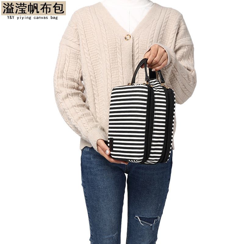 Wash Bag Small Casual Women's Cosmetic Bag Waterproof Multifunctional Canvas Clutch Bag Mobile Phone Bag
