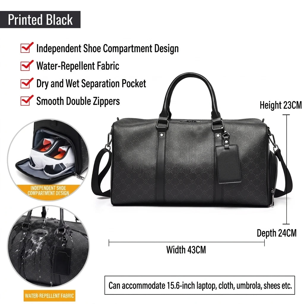 Men's Waterproof Sports Gym Duffel Bag with Shoe Compartment