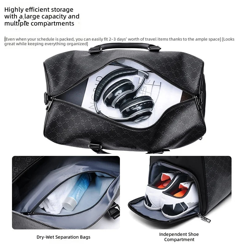 Men's Waterproof Sports Gym Duffel Bag with Shoe Compartment