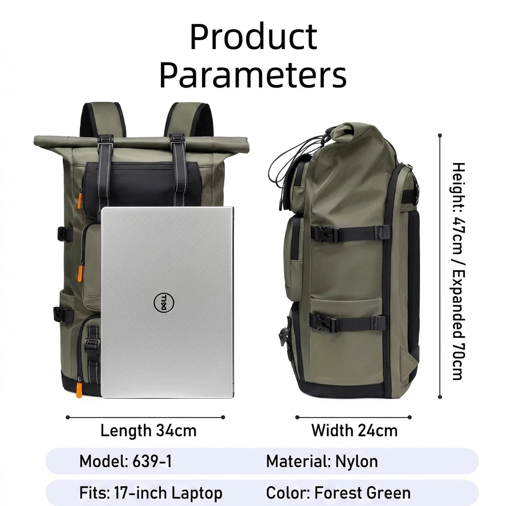 EC-639-1 Men's Waterproof Travel Backpack for 17-inch Laptop