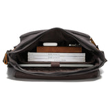 Canvas Cross-Body Bag with First-Layer Cowhide Men's Photography Bag Retro Style Single Shoulder Cross-Body Briefcase Business Travel