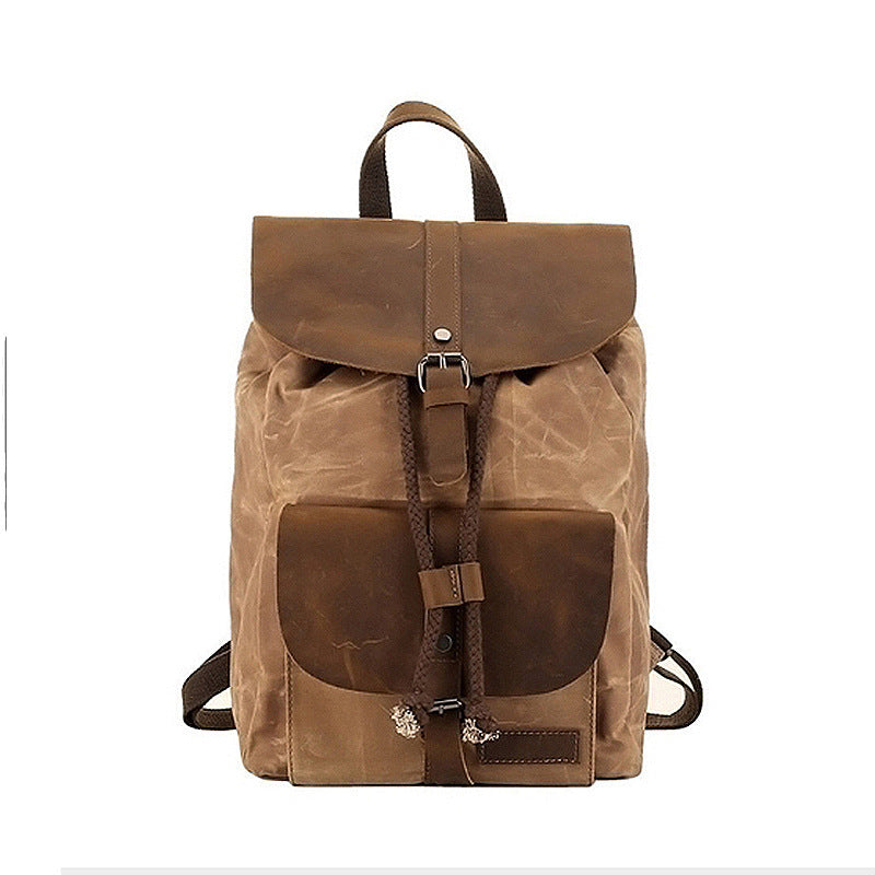 Waterproof Outdoor Travel Bag, Crazy Horse Leather Casual Backpack, Nylon Men's Backpack Canvas Bag, Amazon Hot Style