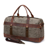 Travel Bag Men's Roof Luggage Bag Large Capacity Yoga Fitness Bag Long and Short Distance Travel Moving Canvas with Crazy Horse Leather