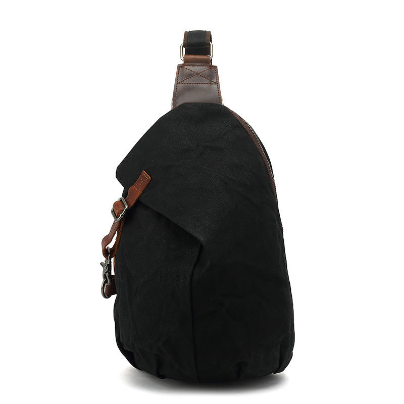 Amazon's Popular Oil Wax Canvas Chest Bag, New Men's Bag, Travel Cross-body First-layer Cowhide Bag, Factory Direct Sale