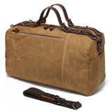 Classic Waxed Canvas Travel Bag European and American Solid Color Outdoor Shoulder Bag Storage Bag Wear-resistant Crazy Horse Leather