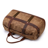 Travel Bag Men's Roof Luggage Bag Large Capacity Yoga Fitness Bag Long and Short Distance Travel Moving Canvas with Crazy Horse Leather