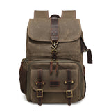 Backpack Men's and Women's Outdoor Sports Mountaineering Bag Travel Backpack Student Bookbag Canvas with Crazy Horse Leather Vintage