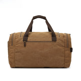 Travel Bag Men's Roof Luggage Bag Large Capacity Yoga Fitness Bag Long and Short Distance Travel Moving Canvas with Crazy Horse Leather