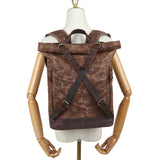 Casual Travel Bag Waterproof Canvas Bag with First Layer Cowhide Men's and Women's Double Shoulder Travel Computer Backpack Wholesale