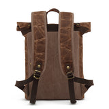 Casual Travel Bag Waterproof Canvas Bag with First Layer Cowhide Men's and Women's Double Shoulder Travel Computer Backpack Wholesale
