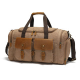 Travel Bag Men's Roof Luggage Bag Large Capacity Yoga Fitness Bag Long and Short Distance Travel Moving Canvas with Crazy Horse Leather