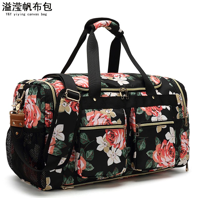 Waterproof Nylon Travel Bag Printed Single Shoulder Duffel Bag Large Capacity Canvas Storage Portable Travel Bag