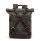 Casual Travel Bag Waterproof Canvas Bag with First Layer Cowhide Men's and Women's Double Shoulder Travel Computer Backpack Wholesale