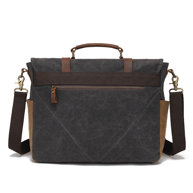 Canvas Cross-Body Bag with First-Layer Cowhide Men's Photography Bag Waxed Retro Shoulder Cross-Body Factory Direct Order