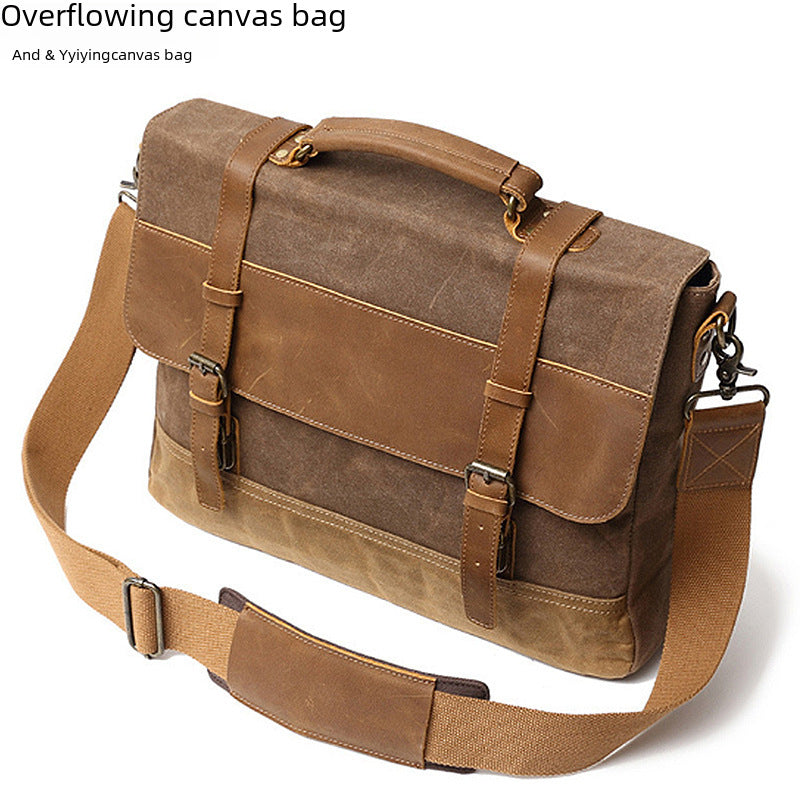Manufacturer Men's Canvas Shoulder Crossbody Bag Briefcase Laptop Bag Ready for Sale Amazon E-Commerce Supply