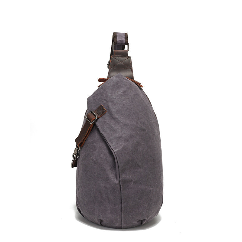 Amazon's Popular Oil Wax Canvas Chest Bag, New Men's Bag, Travel Cross-body First-layer Cowhide Bag, Factory Direct Sale