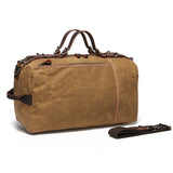 Classic Waxed Canvas Travel Bag European and American Solid Color Outdoor Shoulder Bag Storage Bag Wear-resistant Crazy Horse Leather