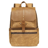 Backpack Men's and Women's Outdoor Sports Mountaineering Bag Travel Backpack Student Bookbag Canvas with Crazy Horse Leather Vintage