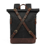 Casual Travel Bag Waterproof Canvas Bag with First Layer Cowhide Men's and Women's Double Shoulder Travel Computer Backpack Wholesale