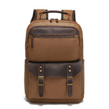 Backpack for Men, Travel Laptop Backpack, Student Retro Travel Book Bag, Oil-Waxed Canvas with Top-Grain Leather