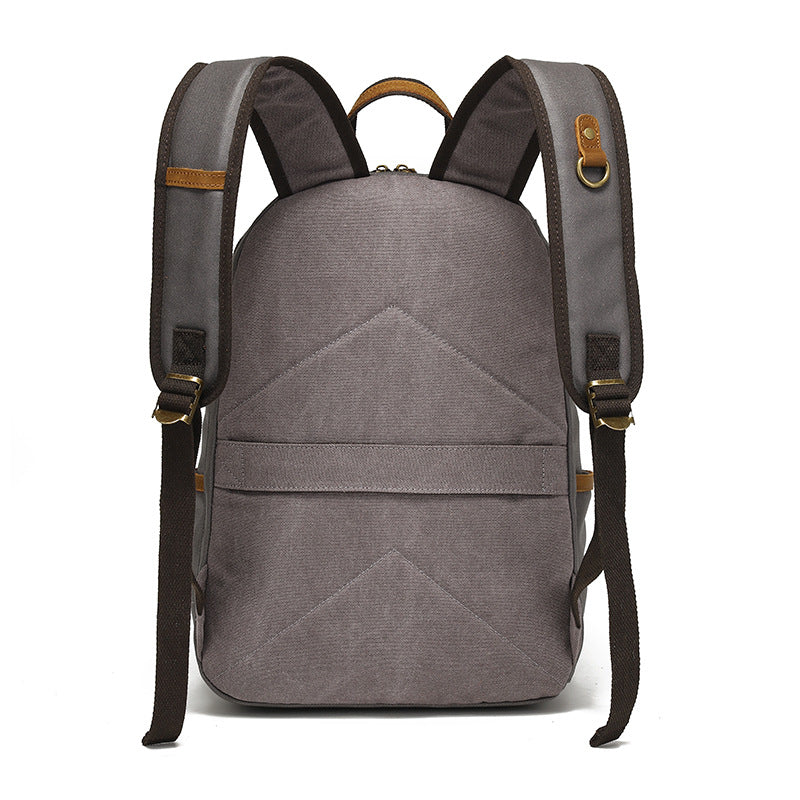 Backpack for Men, Travel Laptop Backpack, Student Retro Travel Book Bag, Oil-Waxed Canvas with Top-Grain Leather