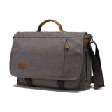 Canvas Cross-Body Bag with First-Layer Cowhide Men's Photography Bag Retro Style Single Shoulder Cross-Body Briefcase Business Travel
