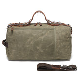 Classic Waxed Canvas Travel Bag European and American Solid Color Outdoor Shoulder Bag Storage Bag Wear-resistant Crazy Horse Leather