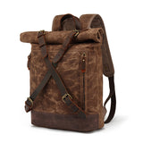 Casual Travel Bag Waterproof Canvas Bag with First Layer Cowhide Men's and Women's Double Shoulder Travel Computer Backpack Wholesale