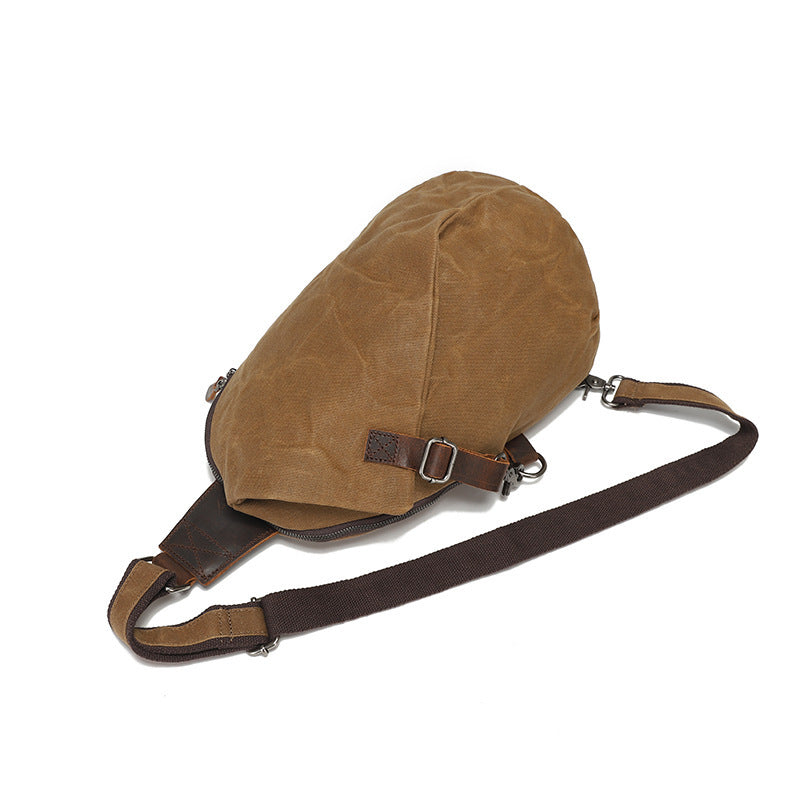 Amazon's Popular Oil Wax Canvas Chest Bag, New Men's Bag, Travel Cross-body First-layer Cowhide Bag, Factory Direct Sale