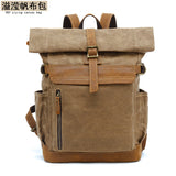 Outdoor Backpack Crazy Horse Leather Casual Travel Bag Men's Backpack Oil Wax Portable Canvas Computer Bag