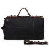 Classic Waxed Canvas Travel Bag European and American Solid Color Outdoor Shoulder Bag Storage Bag Wear-resistant Crazy Horse Leather
