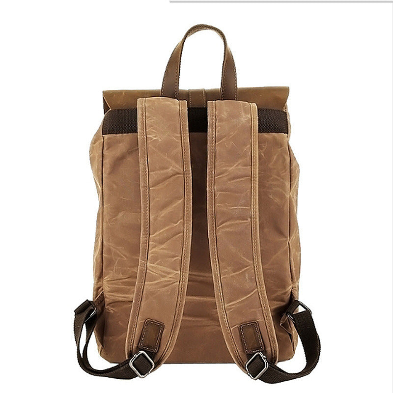 Waterproof Outdoor Travel Bag, Crazy Horse Leather Casual Backpack, Nylon Men's Backpack Canvas Bag, Amazon Hot Style