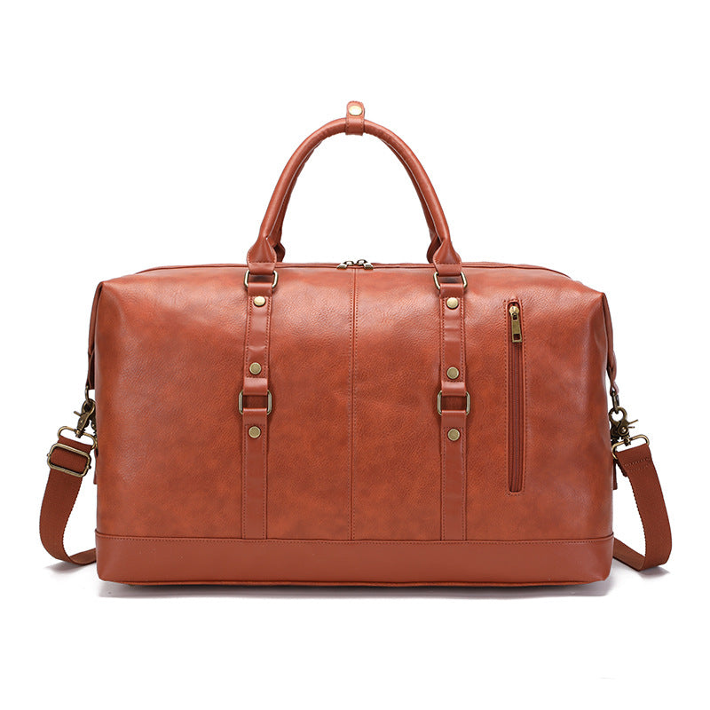 Manufacturer's Supply New Wear-Resistant Pu Travel Bag Business Style Pure Color Outdoor Shoulder Luggage Bag Storage Bag Cross-Border Explosion